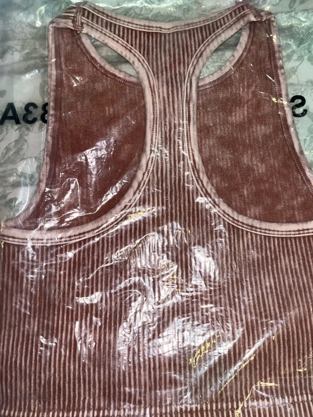 ZENANA L/XL Ribbed Velvet Racerback Tank Top - Blush Brown